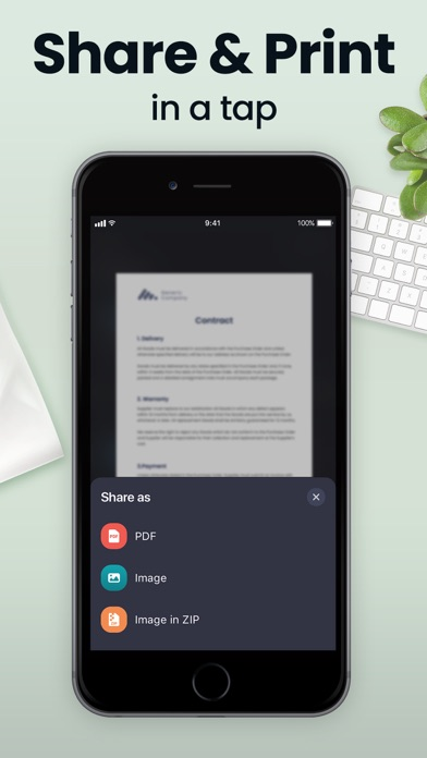 Screenshot illustrating: Share as PDF, Image, or ZIP in One Tap